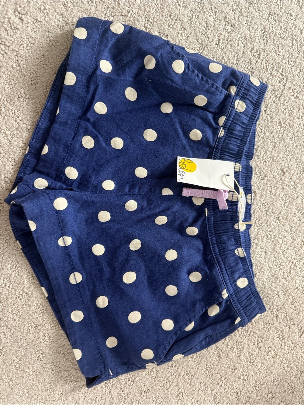 Mini Boden Navy Blue Polka Dot Shorts
